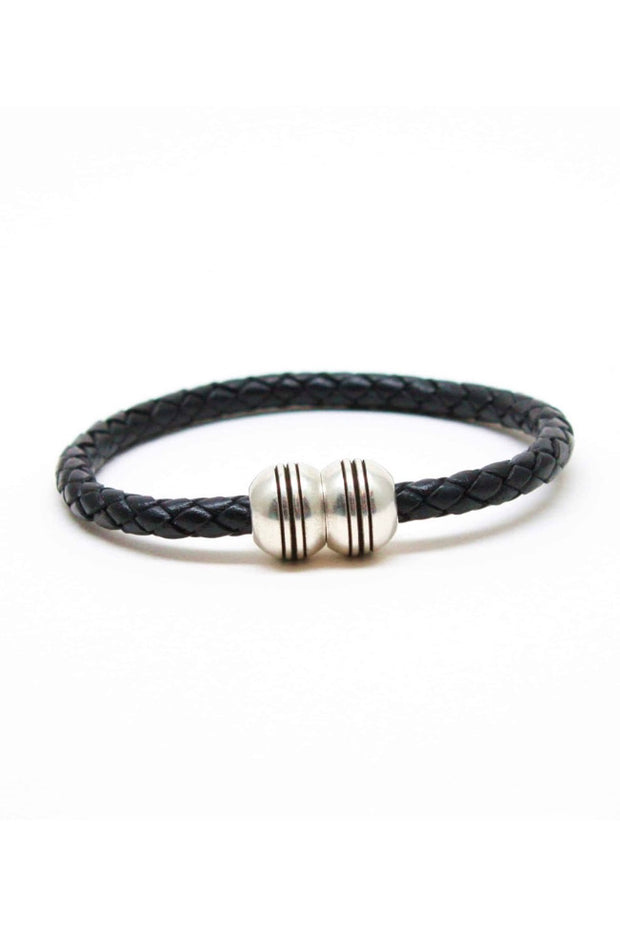 BRAIDED LEATHER HEMISPHERE BRACELET