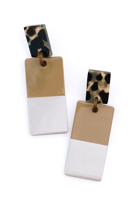 TAUPE SILVER DIPPED CABANA EARRINGS