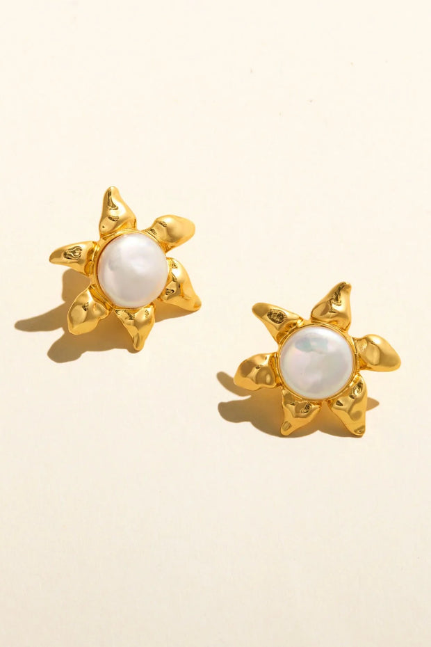 ADDIE STUD EARRINGS- WHT/GLD