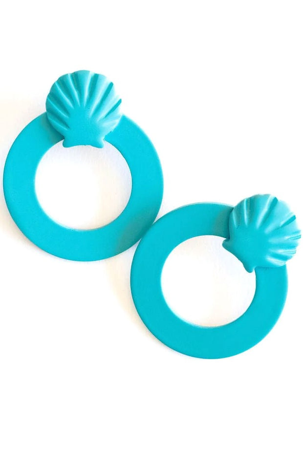 TURQUOISE SHELL DOUBLE CIRCLE EARRINGS