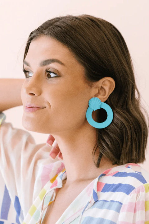TURQUOISE SHELL DOUBLE CIRCLE EARRINGS