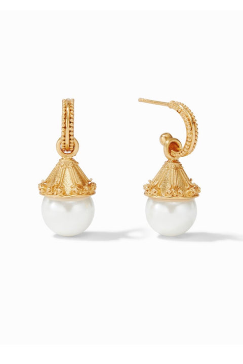 MERIDIAN HOOP & CHARM EARRING- MOP/GLD
