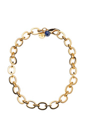 CHUNKY CHAIN NECKLACE W/LAPIS BEAD