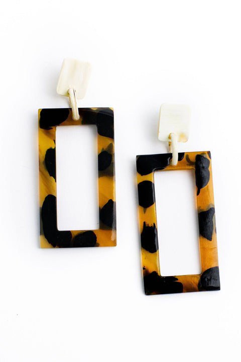 TORTOISE BLOCK STATEMENT EARRINGS