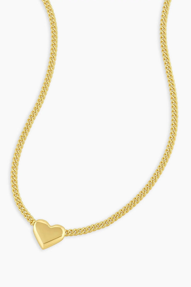 LOU HEART CHARM NECKLACE- GOLD
