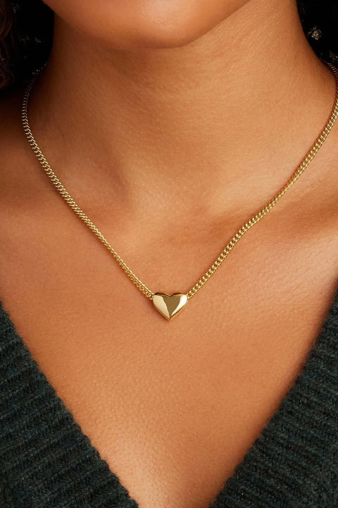 LOU HEART CHARM NECKLACE- GOLD